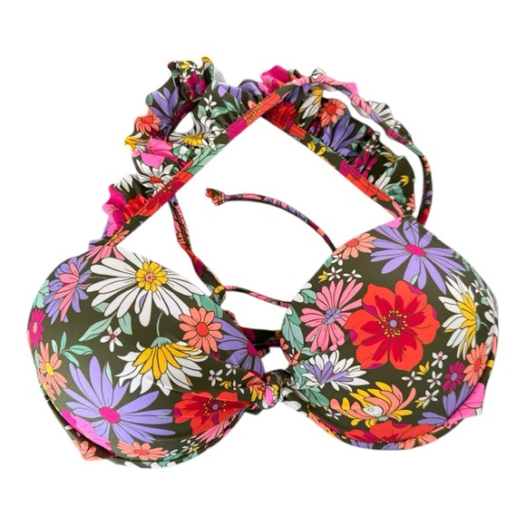 71. Women's Printed Ruffle-Strap Push up Underwire Bikini Top Multi - Picture 4 of 5